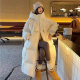 2024 New Thickened Down Cotton-Padded Jacket Female Long Over-Knee Cotton Coat Korean Version Loose Bread Coat Winter Cotton-Padded Jacket Coat-Outfit