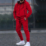 Drawstring Hooded Sweatshirt Top + Long Pant Tracksuit Men's Long Sleeve Print Suits Autumn Winter Men Two Piece