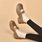 Zingj Mary Jane Shoes Korean Version Of Double-Breasted Bow Shallow Flat Shoes With One Foot On Love
