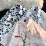 Women's Beach Shirt Korean Style Clothes Summer Women's Shirts 2023 Five-pointed Star Short Sleeve Shirt Couple