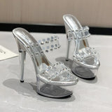 Zingj Fashion Summer New Pointed Transparent Waterproof Platform Fine Heel Fashion Runway Ultra High Heel Women's Single Shoes And