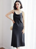 Summer Satin Dress 2022 Strapless Spaghetti Strap Long Backless Dresses Party Casual Basic Maxi Dress Women