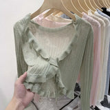 Knitted Cardigan Women's Thin Suspender Skirt With Air-Conditioning Blouse Summer Shawl Ice Silk Small Shoulder Fairy Gas
