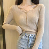 Zingj Women's Autumn And Winter Knitted Sweater With 2023 New High-End V Tie Bottom Slim White Long-Sleeved