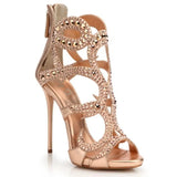 Sexy Luxury High-Heeled Sandals Stilettos Banquet Party Shoes Gold Champagne