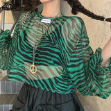 Women Cool Streetwear Zebra Print Thin Summer Sun-proof Mesh Design Leisure College Ulzzang Popular New Stylish Ins