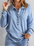Color Knitted Shirt Women's Single Buckle Collar Long Sleeves Loose Leisure Bottoming Top Autumn And Winter