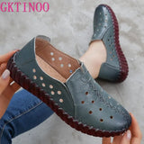 Summer Genuine Leather Shoes New Fashion Women Shoes Woman For Mom Women's Flats Comfortable Handmade Pregnant Hole