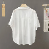 Cotton Short-Sleeved Shirt Top Women Irregularly Put 2025 Summer Thin Small Small Short