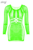 Sexy See Through Hollow Mini Dresses Women O-Neck Off Shoulder Skinny Midnight Party Clubwear Skirts Female