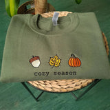 Cozy Season Fall Embroidered Sweatshirt- Outfit