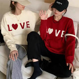 Zingj Version Of Love Jacquard Round Collar Set Outside Wearing Sweater Female Qiu Dong New Loose Long Sleeve Versatile Sweater