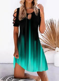Women Floral Print Party Dresses Sexy Summer Short Sleeve O-Neck Mini Dress For Ladies Hollow Out Design Elegant Dress