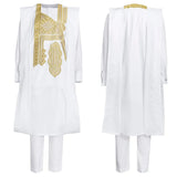Party Tradition Clothing For Men African Bazin Riche Agbada Robe Shirt Pants 3 PCS Set Plus Size Homme Musulman