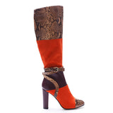Xin Lady's High Boots, Suede, Snakeskin, Matching Colors, High Heels, Original Single Thick Heels, Direct