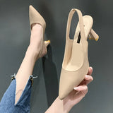 Zingj Spring And Summer New Pointed High-Heeled Shoes With Thin Heels And Single Shoes With A Shallow Mouth Behind Baotou