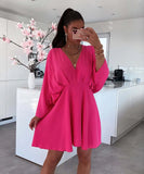 Early Autumn New V-Collar Dress Ins Casual Home Loose Multicolor Dress For