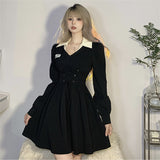 Dresses Women M-5XL Hotsweet Lace-up Tender Panelled Casual Y2k Girls Autumn Party Korean Style Aesthetic Comfort