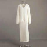 Zingj Mink Wool Sweater Suit Female Autumn And Winter Commute Simple Knit V-Neck Sweater Half