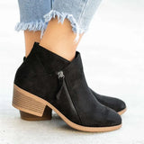 Station 2023 Autumn And Winter Vintage Women's Shoes Thick Heel Large Side Zipper Women's Short Boots Martin