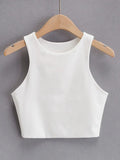 Summer Fashion Women Sexy Slim Tops O-neck Sleeveless Double Nylon Ladies Good Quality Tank Tops 6