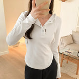 Long-Sleeved T-Shirt Autumn And Winter Korean Version Of Slim Short Bottomed Shirt Minority Design Farewell To Underwear