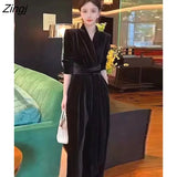 Leg Jumpsuits Women Elegant Cozy Autumn Office Ladies Simple Temperament Vintage Mature Streetwear Full-length Stylish