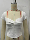 Zingj Base Kink Knit Short Sleeve Short Tight Crop Sexy Elastic Minority Women-Outfit