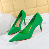 Zingj Korean Version Of Fashion Pedicure Delicate Show Thin High Heels Ultra High Heel Silk Shallow Pointed Single