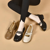 Zingj Mary Jane Shoes Korean Version Of Double-Breasted Bow Shallow Flat Shoes With One Foot On Love
