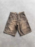 Tide Brand Vibe Overalls Denim Shorts For Men And Women High Street Ruffian Handsome Heavy Weight Washing