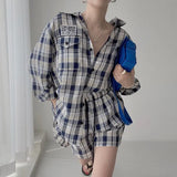 Women Spring Summer 2 Piece Shorts Set Female Blouse Shirt Top Tracksuits Casual Fashion Pant