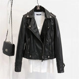 Zingj New Korean Version Of Students Small Coat PU Leather Coat Female Short Spring And Autumn Model Slim Lapel Locomotive Leather Jacket