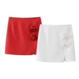 Spring Flower Decorated Collar Mini Half Skirt