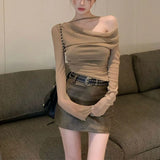 Autumn Cool Sister Hanging Neck Sling Female Bright Folding Design Hot Girl Short-Term Vest Sexy