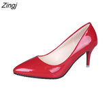 New Fashion High Heels Women Pumps Thin Heel Classic White Red Nede Beige Sexy Prom Wedding Shoes Blue Red