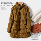 Autumn And Winter New Down Jacket Female Long Pressure Glue Thin Color Both Sides Wear White Duck Velvet Coat Tide-Outfit