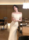 Midi Dresses for Women 2023 Summer New Off Shoulder Sexy Evening Party Female Clothes Fashion Slim Vintage Korean