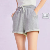 Casual Shorts Women Drawstring Elastic Waist College Style 2021 Summer New Student Sports Loose Knit