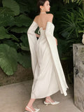 Women Fashion Elegant Evening Party White Dress Female Fashion Prom Wedding Clothing Vestidos