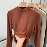 Pat Small Standing Collar Bottomed Blouse Women's Autumn And Winter Thread Foreign Style New Elastic Soft Waxy Pro-Skin Grinding