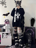 Gothic Casual Oversized Knitted Jumpers Grunge Cartoon Sweater Fashion Knitwear Y2k Aesthetic Balack Loose