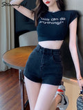 High Waist A line Short Jean Shorts For Women Summer 2022 Denim White Stretch Shorts Jeans Ladies Hot Denim