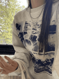 Landscape Print Crew Sweatshirt-Outfit