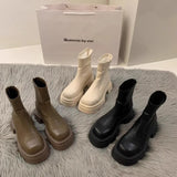 Zingj Boots Women's Thick Bottom Versatile White Plus Velvet Martin Boots Women's British Wind 2024 New Autumn And Winter Boots Women's
