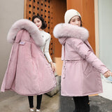Send To Overcome The New 2024 Long Temperament Cotton-Padded Jacket Small Winter Plus Velvet Plus Thick Large Size Women Cotton-Padded Clothes-Outfit