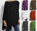 Sleeve Irregular Solid Color Pullover T-shirt Casual