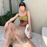 Zingj Dress With Lace Hem To Deconstruct The Oil Painting