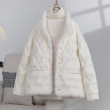Mink Wool Down Jacket Female 2024 Winter Fashion New Chinese Style Design Feeling Pressure Glue Foreign Style Small White Duck Down Coat-Outfit