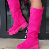 Zingj Size Long Women's Boots 22 Autumn New Leisure Thick Bottom Suede Pure Color Thick Heel Women's Boots Autumn